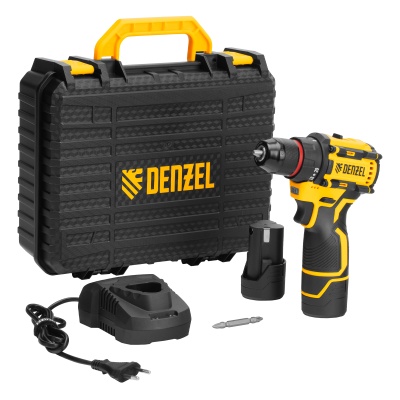 Аккумуляторная дрель-шуруповерт CDH-BL-12, 12 В, кейс DENZEL 26108