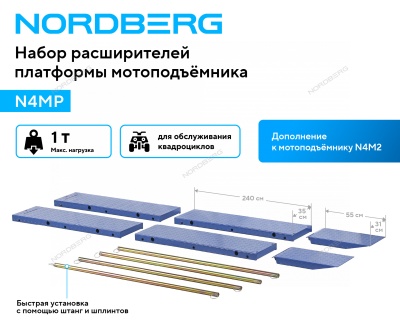 Набор расширителей платформы мотоподъемника N4M2 для квадроциклов NORDBERG N4MP