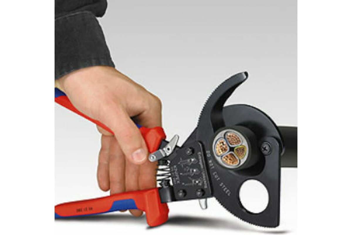 Кабелерез усиленный, с трещоткой 250 мм KNIPEX KN-9531250