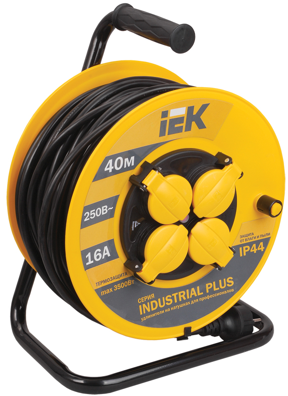 Удлинитель на катушке"Industrial plus" 40 м, 16 А, IP44 IEK WKP15-16-04-40-44