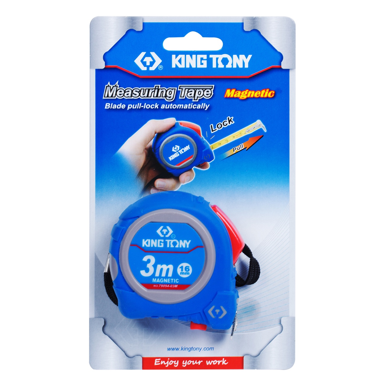 Рулетка измерительная 3 м, полотно 16 мм, магнитный крюк KING TONY 79094-03M