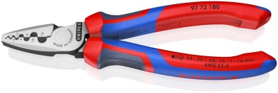 Кримпер для обжима изолированных и неизолированных наконечников, 180 мм KNIPEX KN-9772180