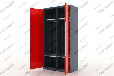 Шкаф металлический для одежды двухсекционный, "Premium", тёмно-серый - красный FERRUM 13.2041-3000/7016