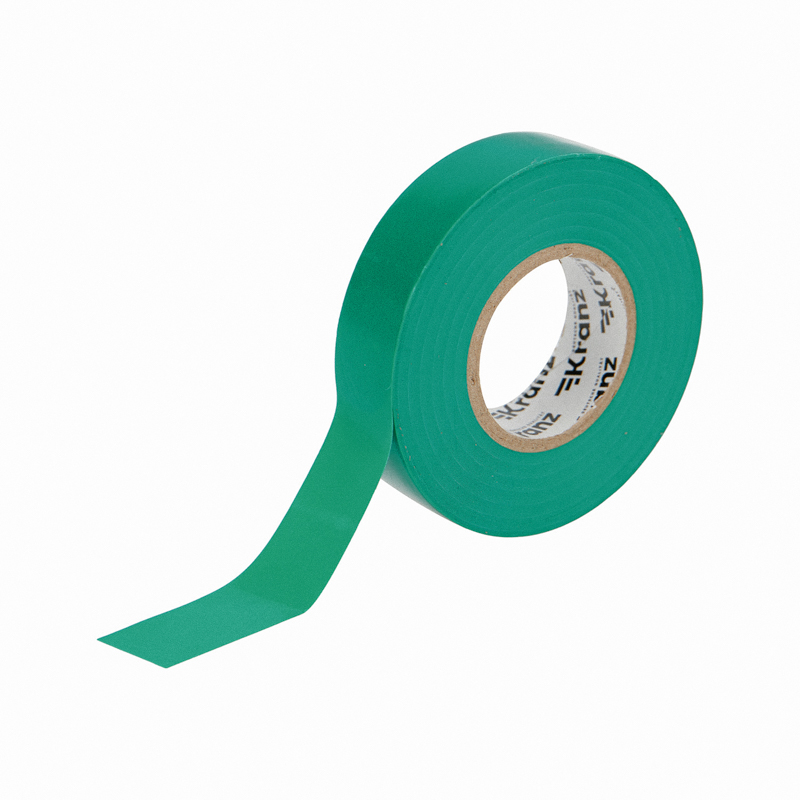 Изолента зеленая ПВХ, 19 мм х 20 м, профессиональная KRANZ KR-09-2803
