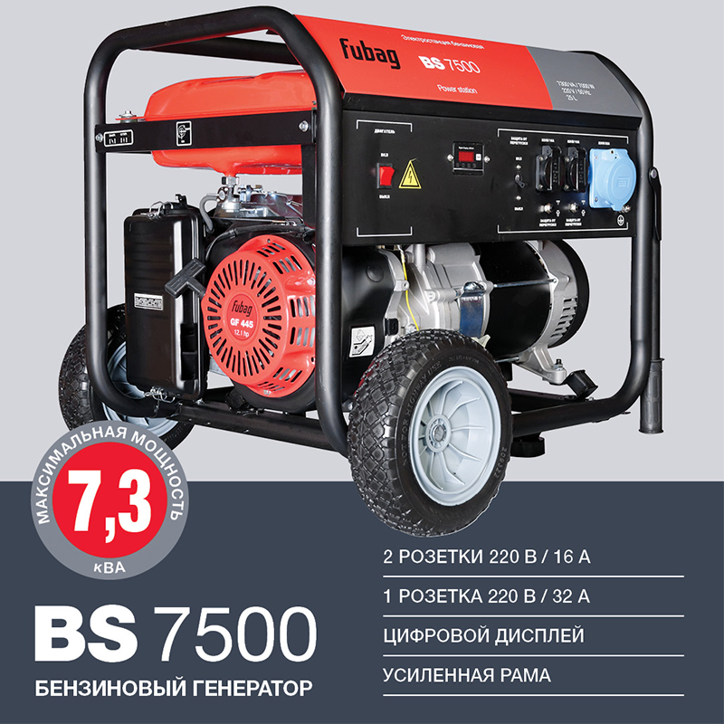 Бензогенератор BS 7500, 7,0 кВт FUBAG 641032