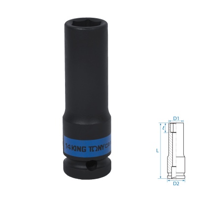 Головка торцевая ударная глубокая шестигранная 1/2", 14 мм KING TONY 443514M