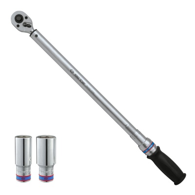 Динамометрический ключ 1/2", 60-340 Нм, "EXACT", футляр, в комплекте 2 торцевые головки KING TONY P34462-2DG