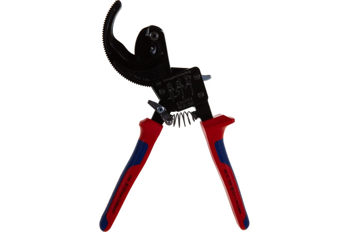 Кабелерез усиленный, с трещоткой 250 мм KNIPEX KN-9531250