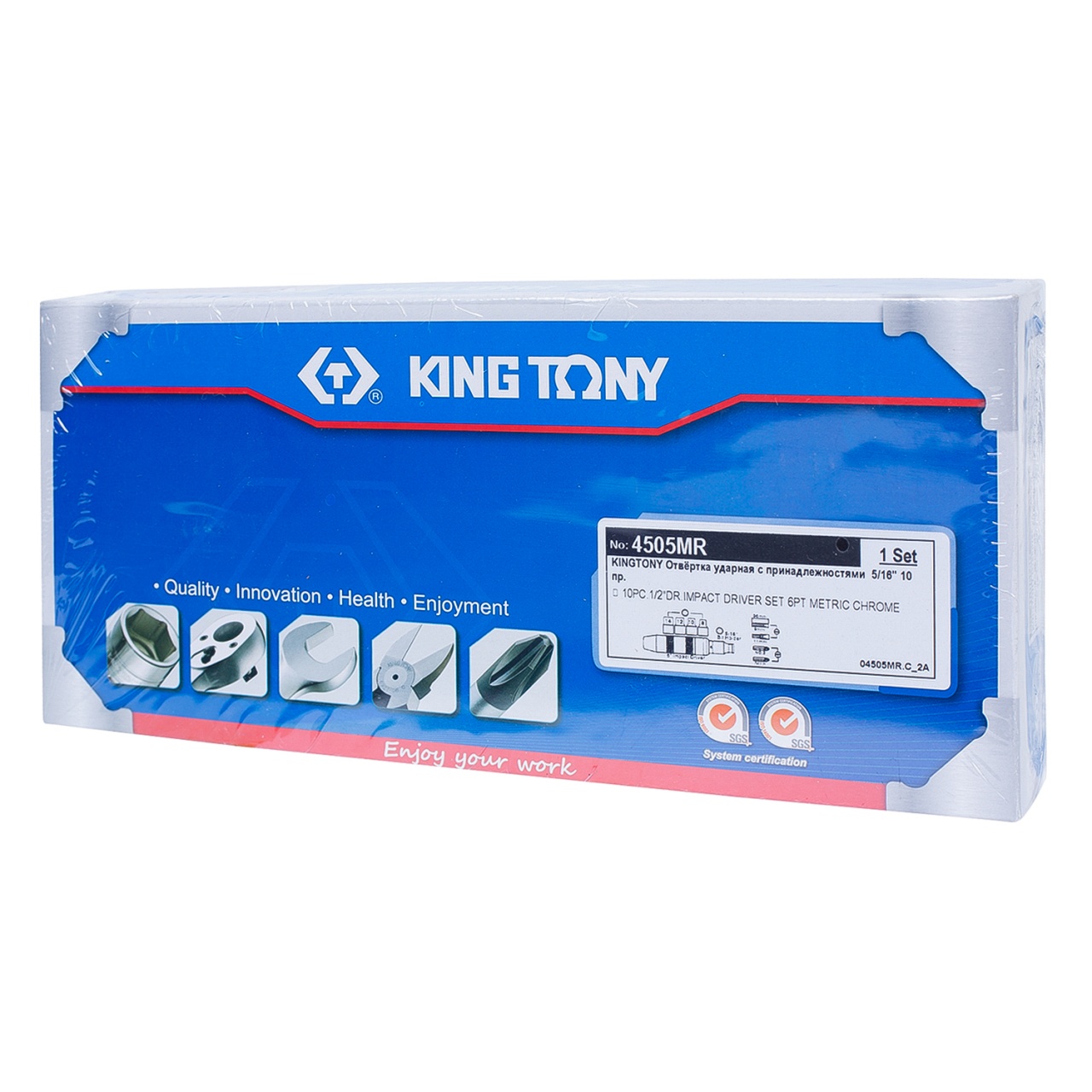 Отвертка ударная с принадлежностями 5/16", 10 предметов KING TONY 4505MR