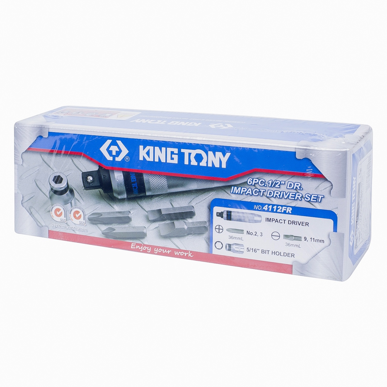 Отвертка ударная с принадлежностями 5/16", 6 предметов KING TONY 4112FR