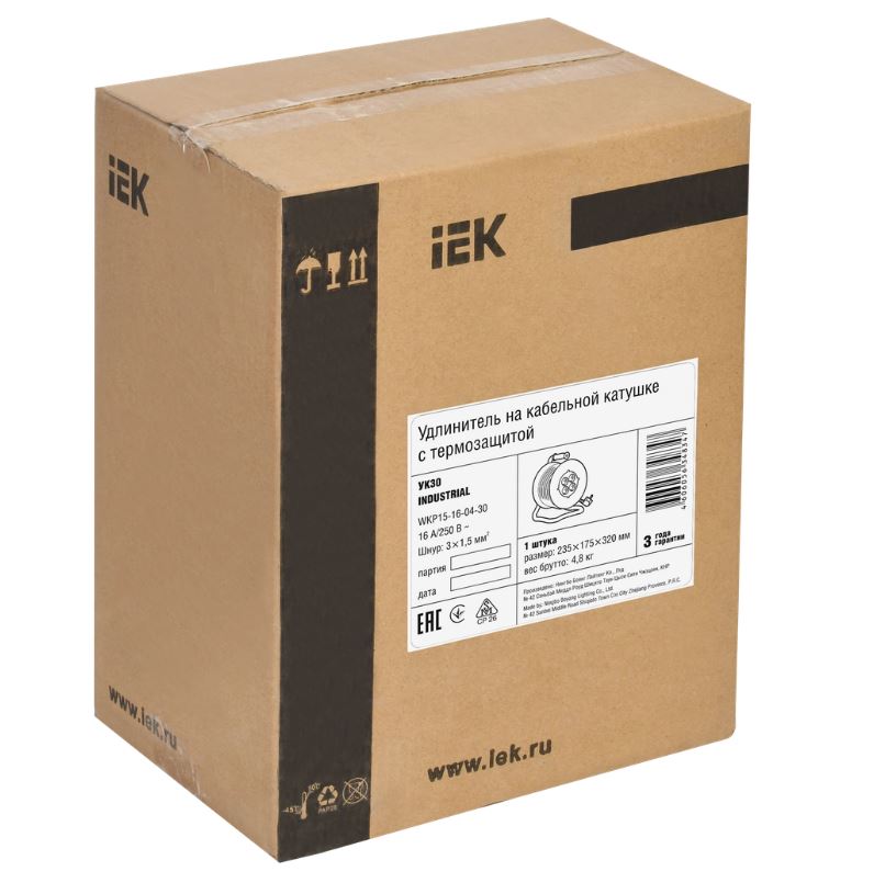 Удлинитель на катушке"Industrial" 30 м, 16 А IEK WKP15-16-04-30