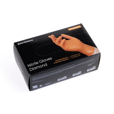 Перчатки нитриловые Nitrile Gloves Diamond, размер XL, оранжевые, 100 шт Shine Systems SS415