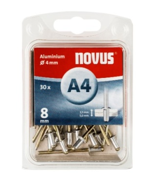 Набор заклепок алюминиевых, 4,0 х 8 мм, 30 шт NOVUS 045-0024